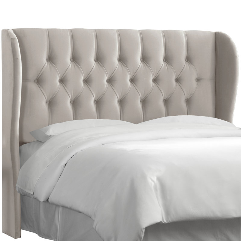 Elsa Upholstered Headboard, King, Bella Light Gray Performance Velvet