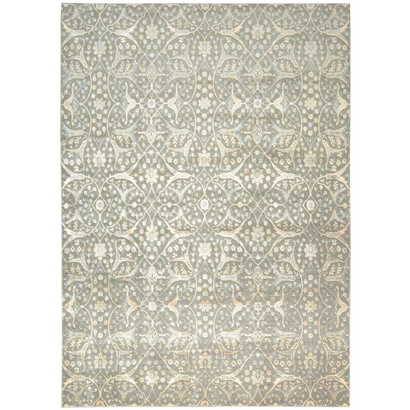 Hyeon Viscose Damask Indoor Rug, Rectangle 7'6" x 10'6"