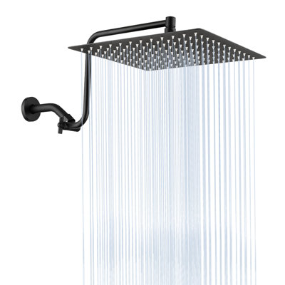 12 Inch Shower Head With Adjustable Arm In Stainless Steel - Matte Black 12" Efficient Water Flow
