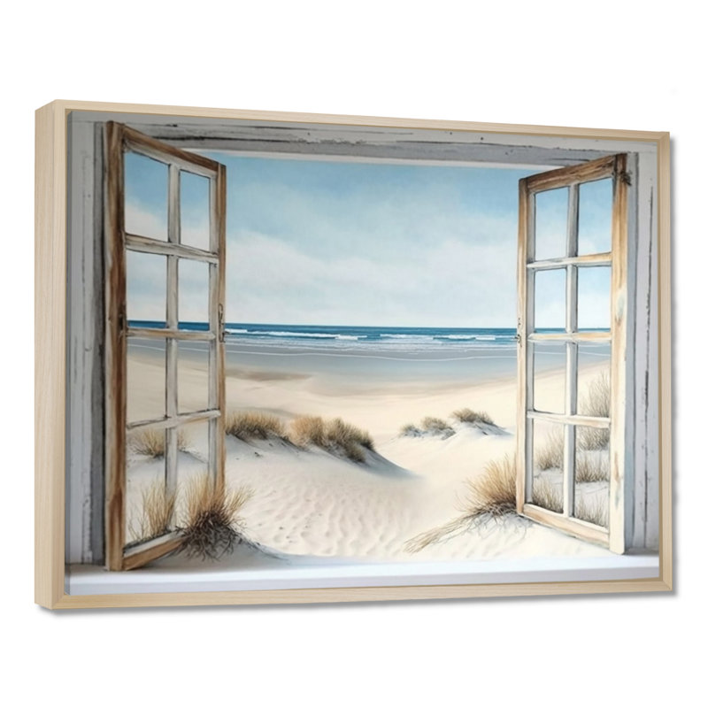 «Window to the Beach - Coastal Window», reproduction d'art sur toile plage, H 16 po x l 32 po, Érable