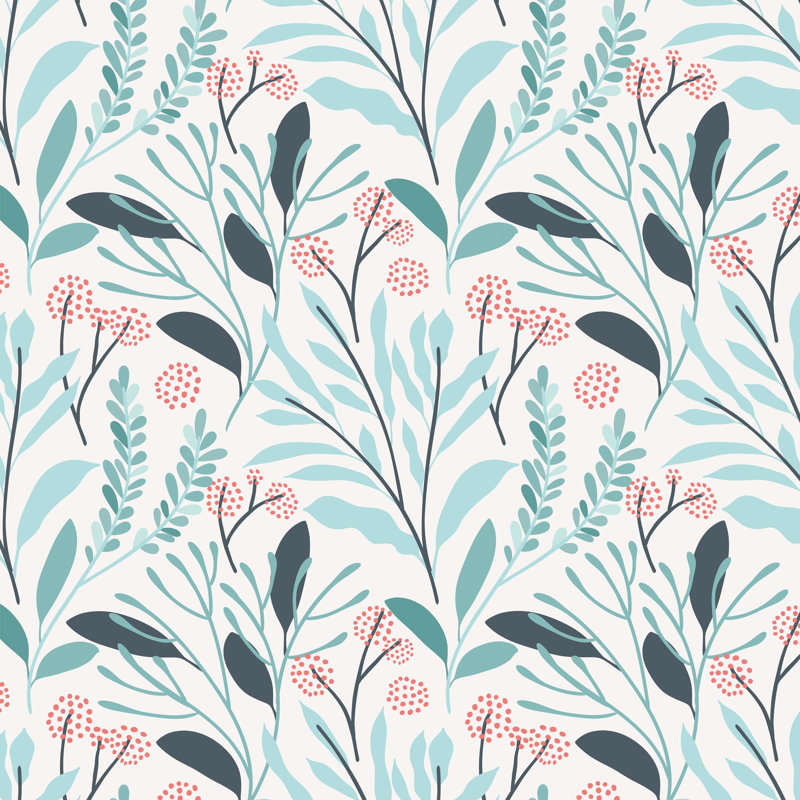 Papier peint amovible floral, L 9 po x l 15 po