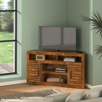 Meuble télé d'angle 52 po pour téléviseur de 55 po ou moins Cida, sans assemblage, finition whisky