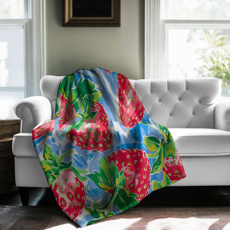 Motif de balise maritime - 1 pièce Sherpa Premium, L 50 po x L 60 po, Art élégant aux fraises