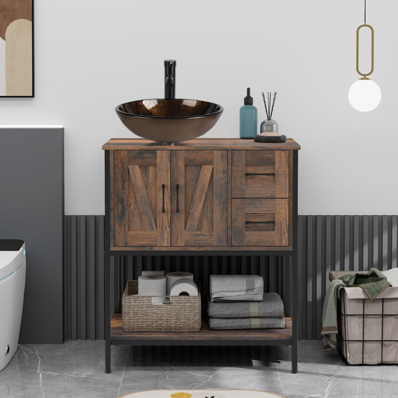 Meuble-lavabo autoportant simple avec lavabo Farmhouse, 30"