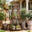 Support pour plante en bambou à 3 niveaux avec dessus de moulin à vent, support de présentation rétro pour jardin intérieur extérieur, patio, décoration de balcon
