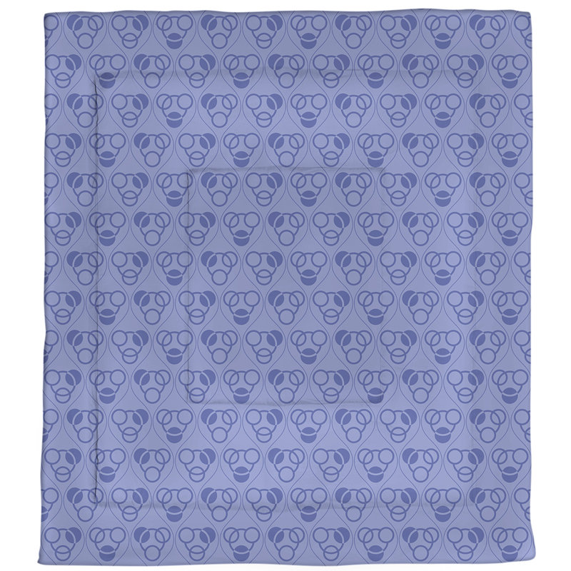 Édredon réversible simple en microfibre Circles Waves, bleu, Édredon simple