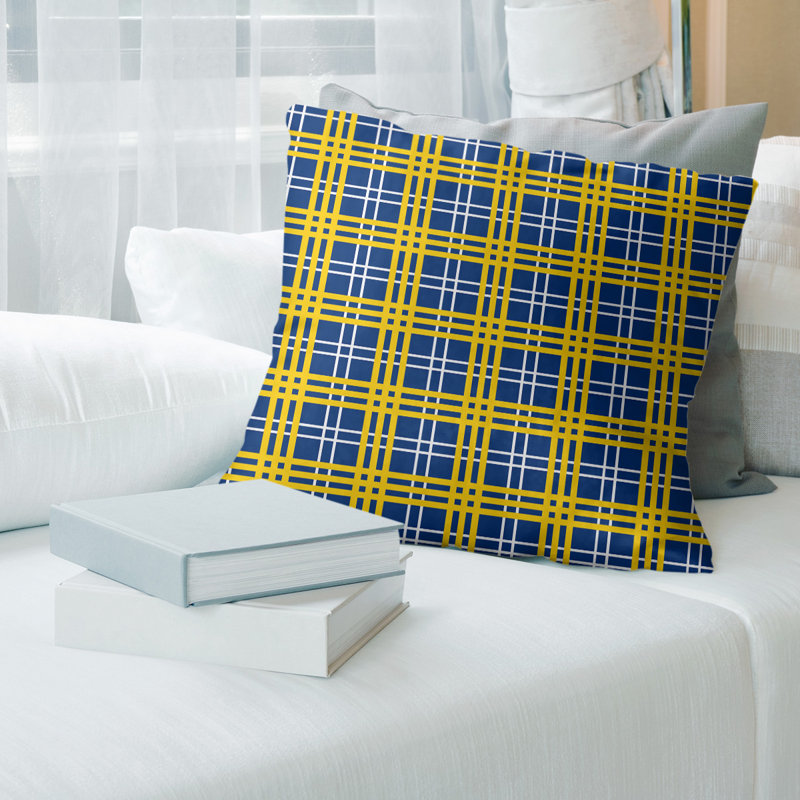 Housse de coussin d'extérieur carré R-Baltimore Football, 18 po x 18 po, Bleu royal / blanc / or R - Baltimore