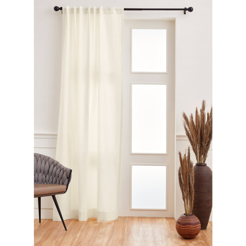 Cotton Linen Curtain with Rod Pocket, Ivory, 52" W x 84" L