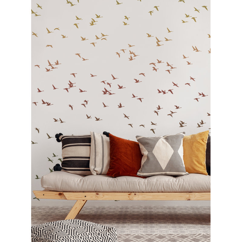 Papier peint adhésif Soaring Birds, L 108 po x l 96 po, Coucher de soleil