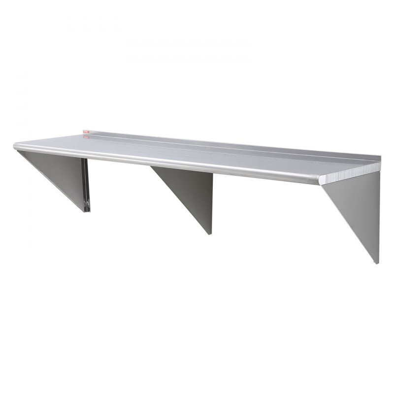 Stainless Steel Shelf, Wall Mounted Floating Shelving with Brackets, 500 lbs Load Capacity Commercial Shelves, Heavy Duty Storage Rack for Restaurant, Kitchen, Bar, Home, and Hotel