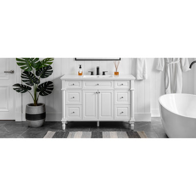 Meubles-lavabos blancs vintage (incluant le meuble et le lavabo), rangements en MDF, salle de bain classique