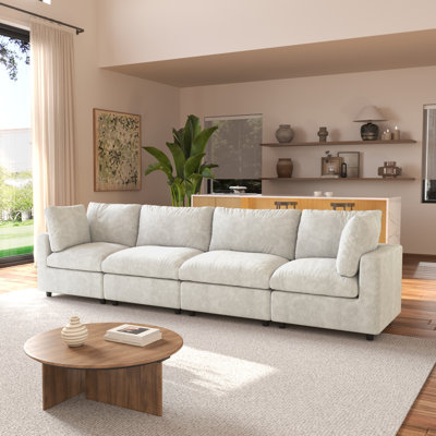 Kessi 134" Upholstered Slipcovered Sofa