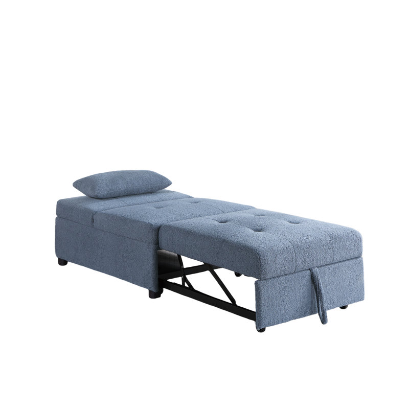 Lit convertible moderne gris-bleu avec assise rembourrée