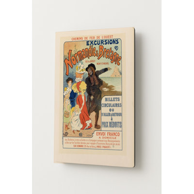 Normandie & Bretagne Excursions 1890s - Belle Époque French Travel Poster Wall Art — Portrait Metal Wall Art