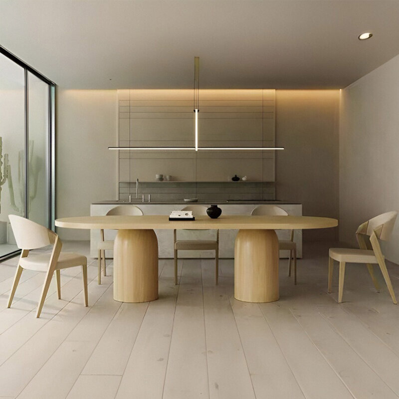 Table de salle à manger en bois massif de qualité, Burlywood, H 29,52 po x L 78,74 po x l 35,43 po
