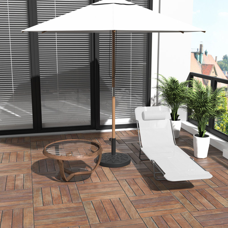 Chaise longue inclinable pliante avec appui-tête, Noir, noir, noir, noir, Blanc, crème
