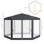 4m Hexagon Patio Canopy, Outdoor Event Tent with Mesh Walls for Activities,Shade Resistant,Dark Grey