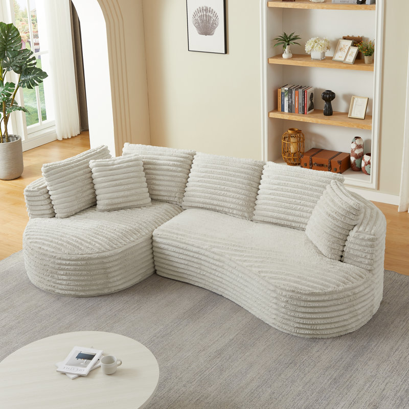 Canapé modulaire surdimensionné en forme de L de Boneless, Crème, crème