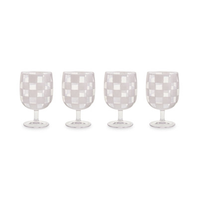 White Check Acrylic Water Goblets