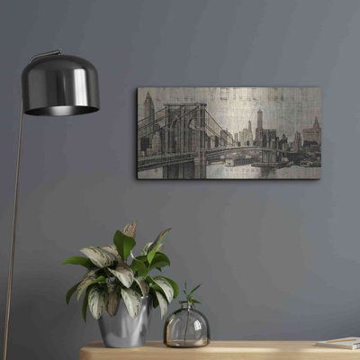 «Vintage NY Brooklyn Bridge Skyline» par Michael Mullan