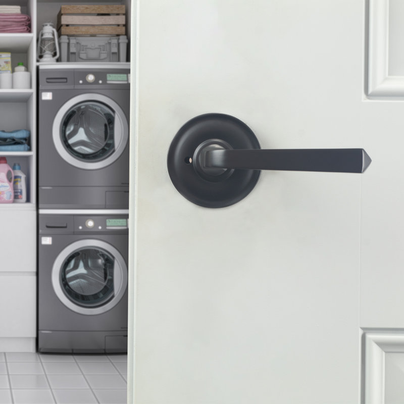 Flat Door Lever with Round Rosette, Privacy
