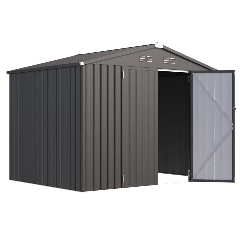 8 Ft. W x 6 Ft. D Metal Storage Shed, Dark Grey