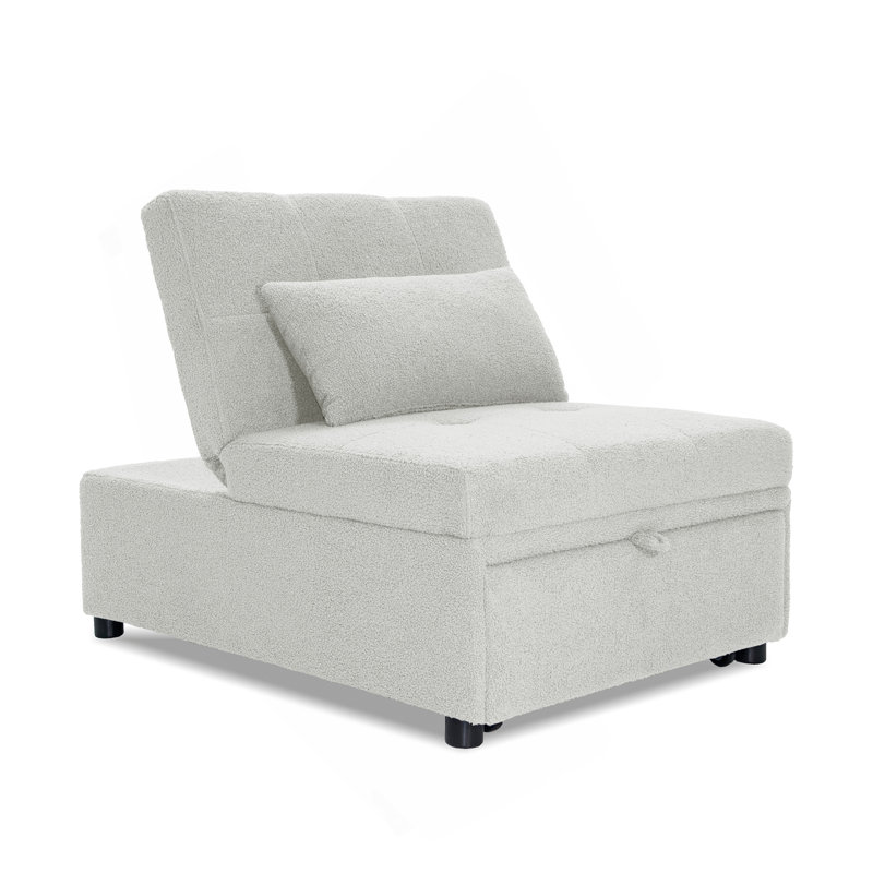 Convertible Sofa With Hidden Pull-Out Bed And Sherpa Upholstery For Modern And Transitional Spaces