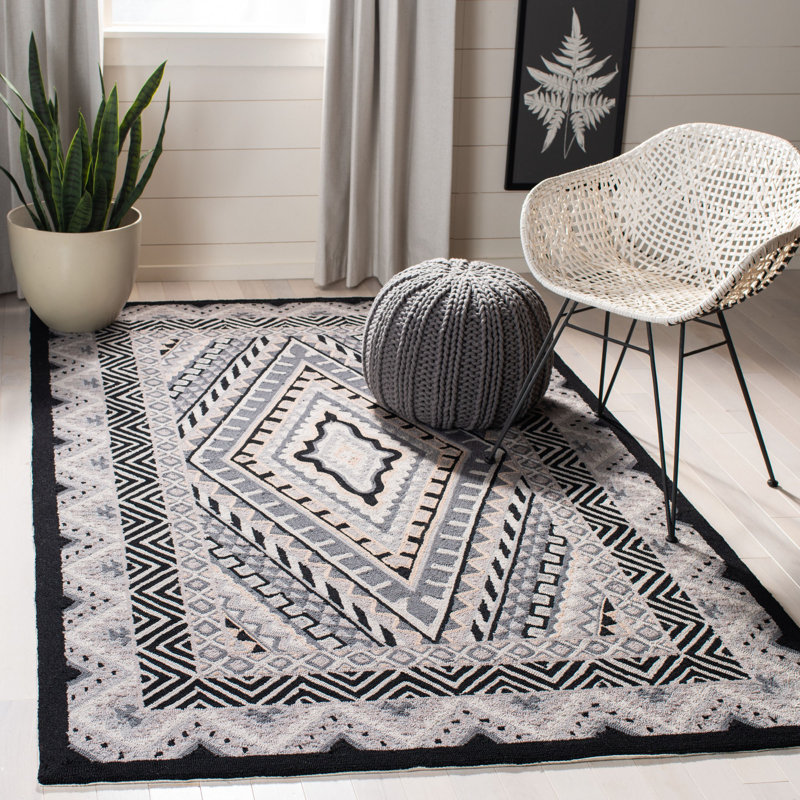 Tapis crocheté à la main gris Adera, Rectangle 8 pi x 10 pi