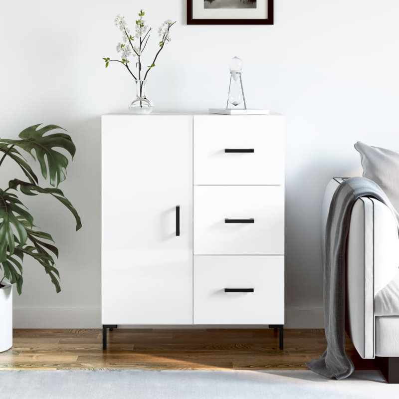 Mariyha 69.5cm W 3 - Drawer Chest of Drawers, High Gloss White