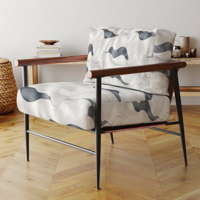 Fauteuil décoratif abstrait - Fauteuil noir monochrome avec lignes aériennes