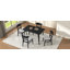 Mid-Century Modern 5-Piece Dining Set, Rubberwood Frame, One Table And 4 Upholstered Chairs-414863439-414863437