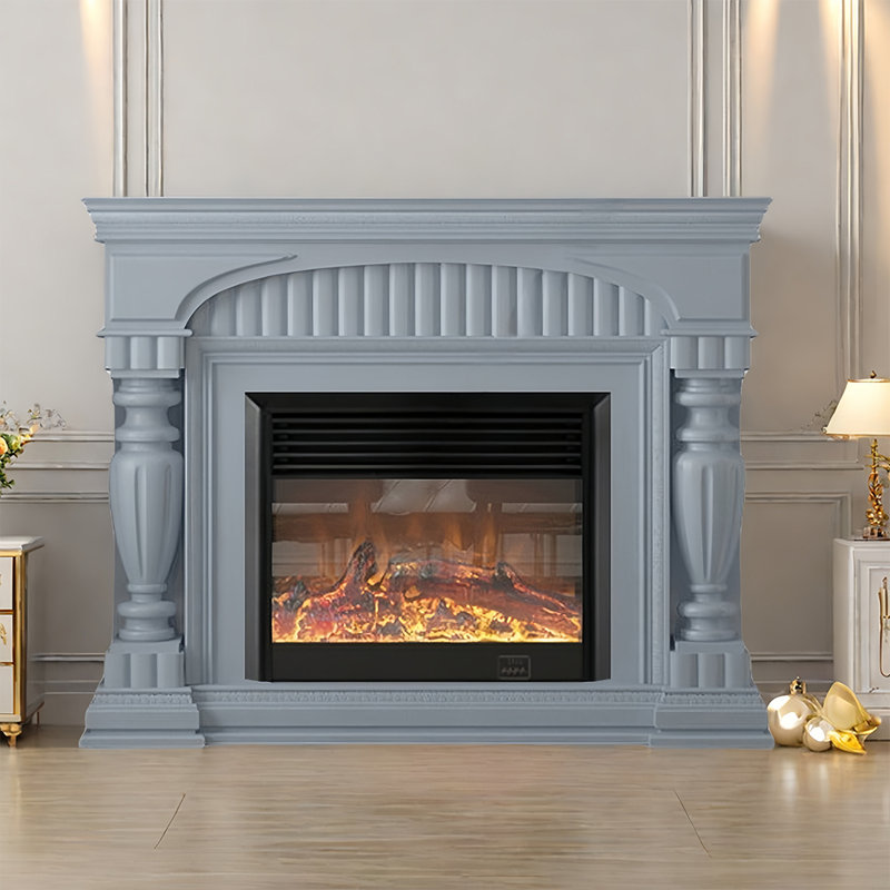 American solid wood fireplace decor, Gray