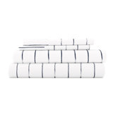 Distressed Navy Coastal Stripe Pattern Microfiber Sheet Set