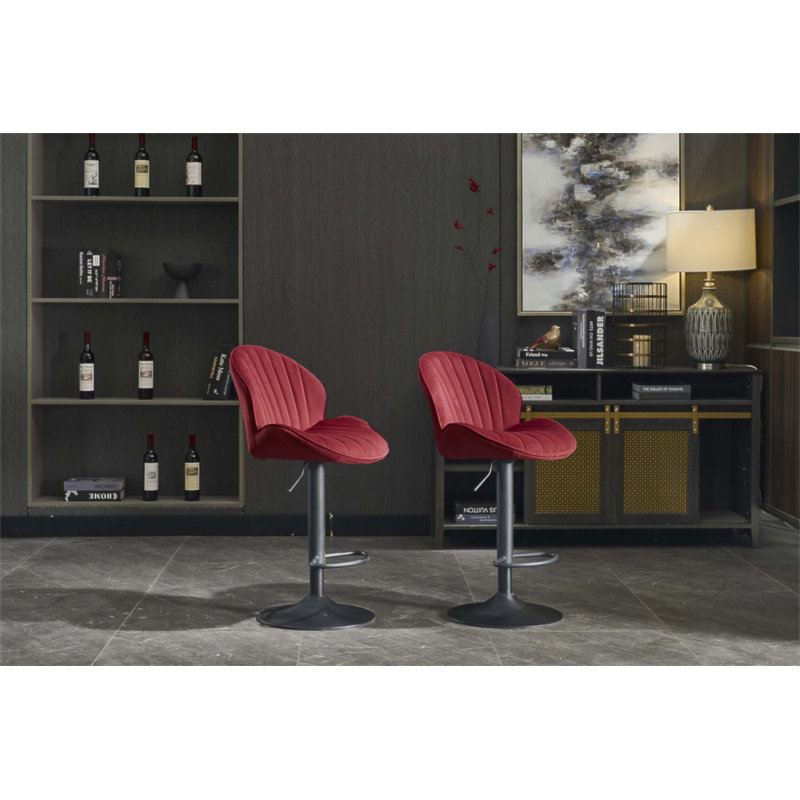 Ensemble de 2 tabourets de bar réglables avec dossier et repose-pieds, chaises de comptoir confortables pour la cuisine et le bar