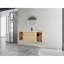 Meuble-lavabo mural moderne avec lavabo, céramique blanche et contreplaqué, chêne contemporain