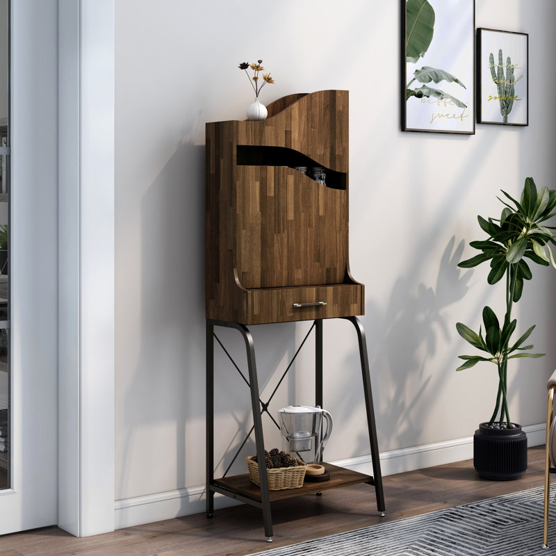 Urmis Industrial Wavy Design MDF Beverage Cabinet