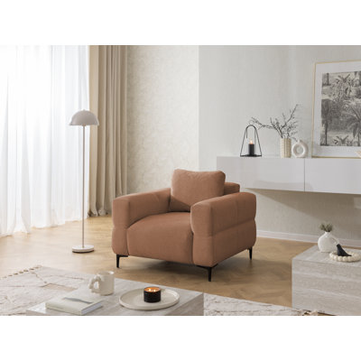 Armchair Cardea With optic In Soft Textured Fabric And High Seating Comfort