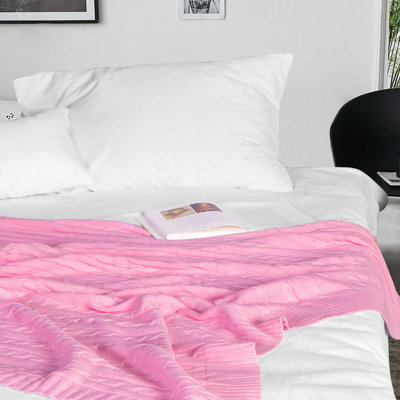 100% Natural Cotton Cable Knit  Blanket, Soft Breathable Blanket, 60"x80"