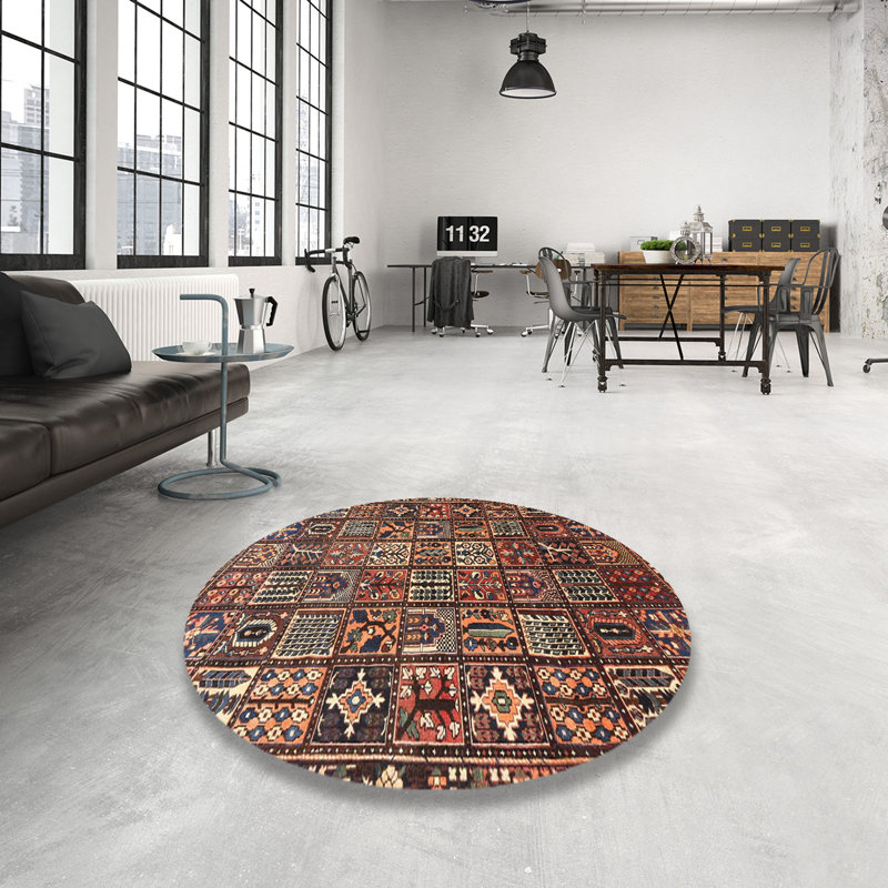 Tapis traditionnel mehroon/noir/bleu, Rond 4 pi