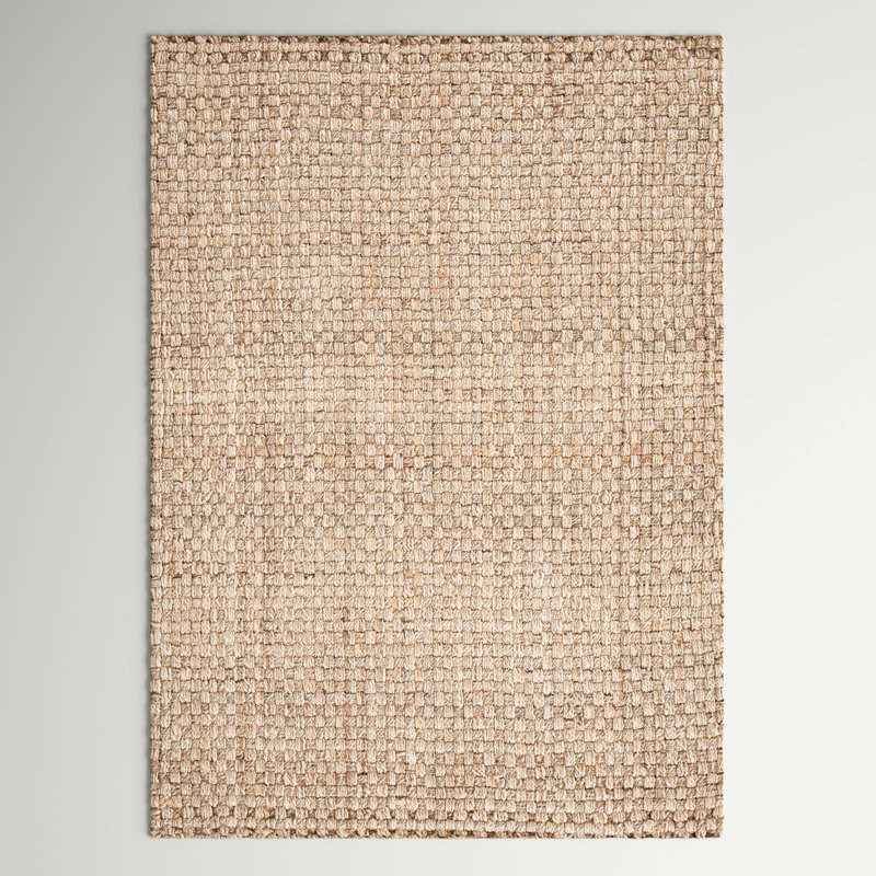 Amontay Natural Fiber Hand Woven Jute Solid Color Rug, Rectangle 2'3" x 4'