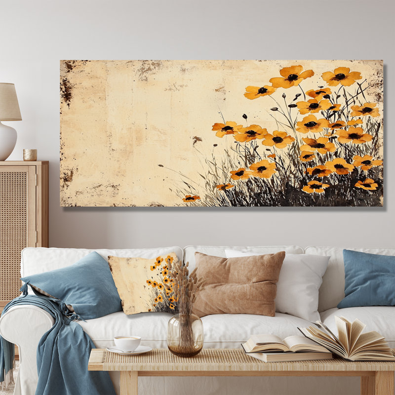 Watercolor Spring Buttercups Filed - Floral Metal Wall Art, Buttercups Metal Print, 28" H x 60" W x 0.84" D