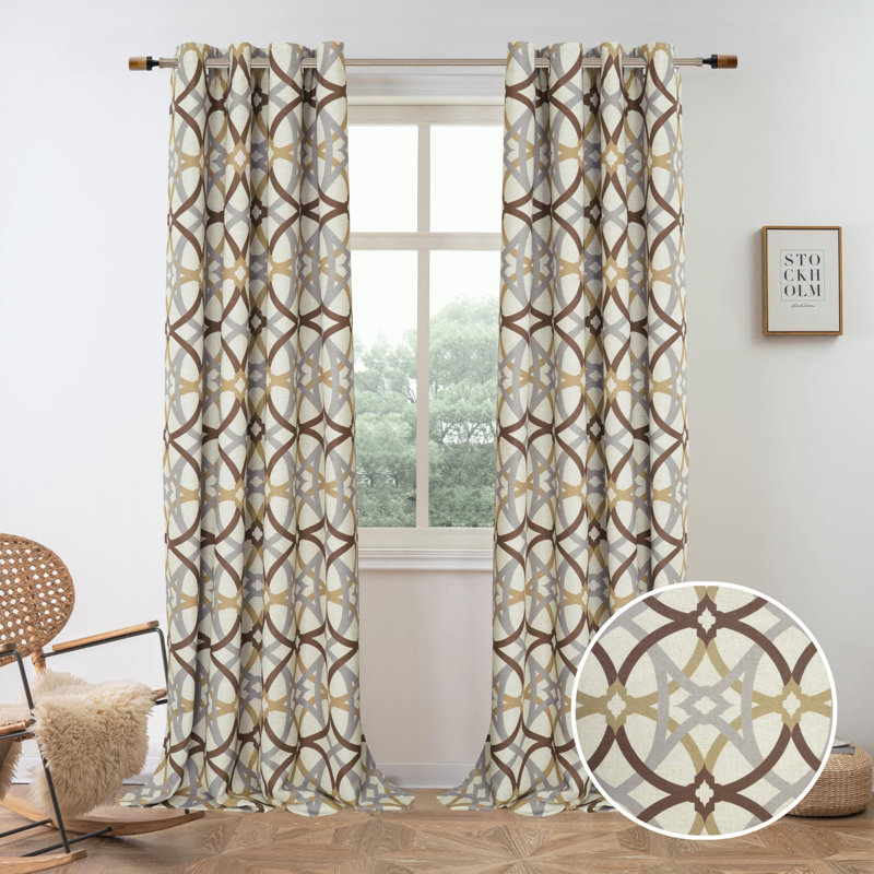 Rideaux isolants et isolants avec œillets Breneisha, Beige / brun