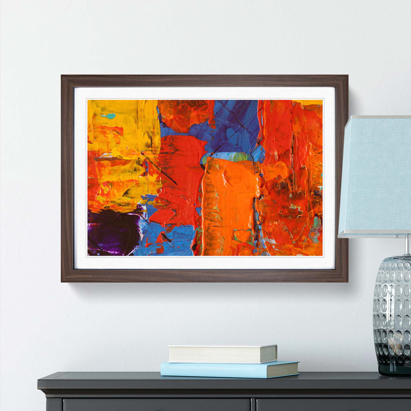 Abstract Art Painting Vol.99 by S.Johnson - Picture Frame Painting Print, Walnut Framed, 36cm H x 48cm W x 2cm D