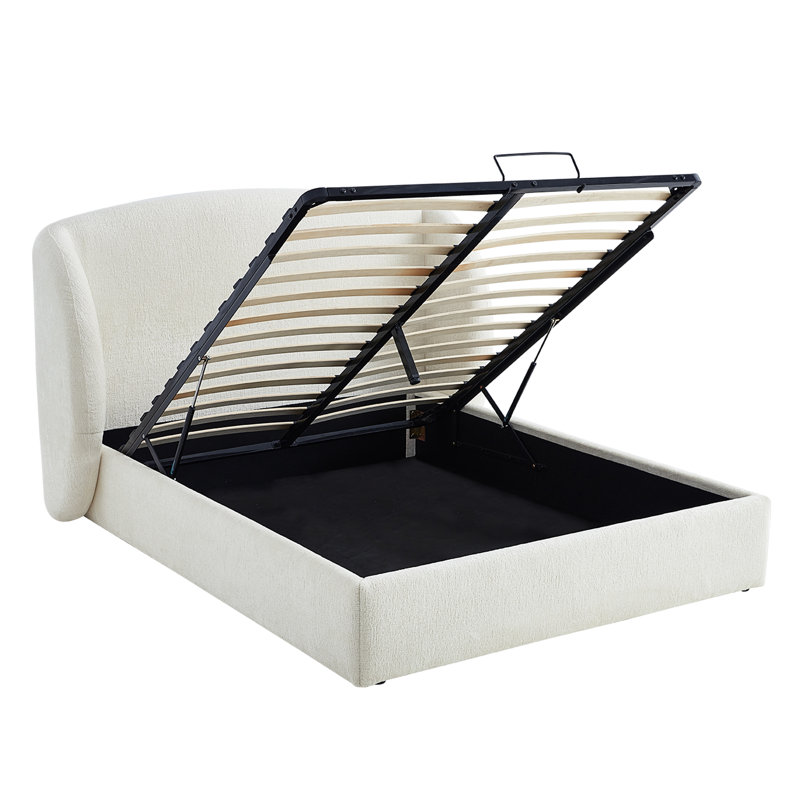 Modern Chenille-Style & Water-Repellent Upholstered Wingback Headboard Platform Bed, Queen