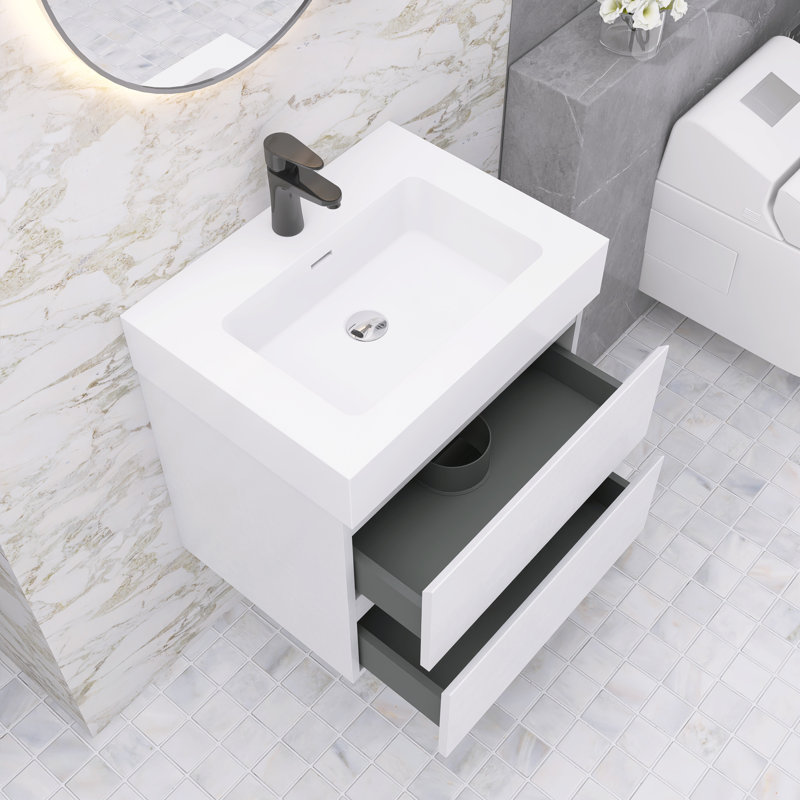 Ensemble de meuble-lavabo simple 24 po Najea, Blanc, Blanc