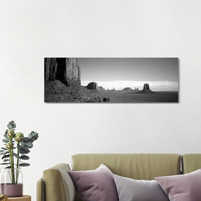 Monument Valley in B&W, Navajo Nation, Arizona, USA 1 Piece Wrapped Canvas Panoramic Wall Art