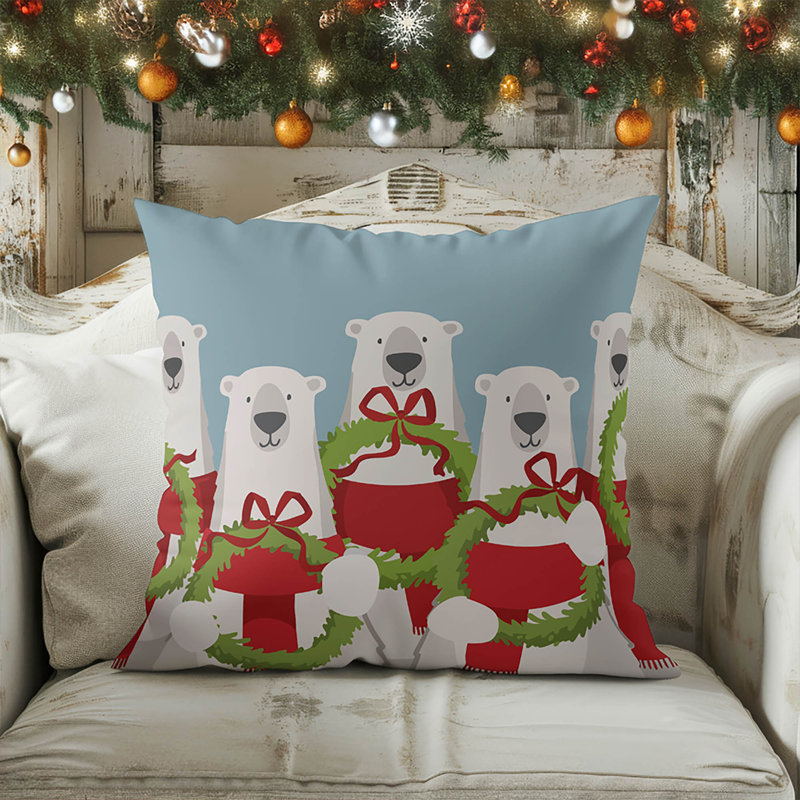 Coussin décoratif ours polaire, Bleu clair