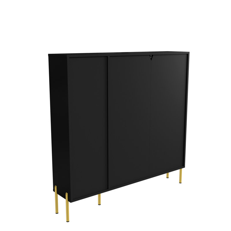 Armoire à chaussures noire avec tiroirs et tablettes rabattables pour un rangement peu encombrant dans le vestibule | Idée de cadeau