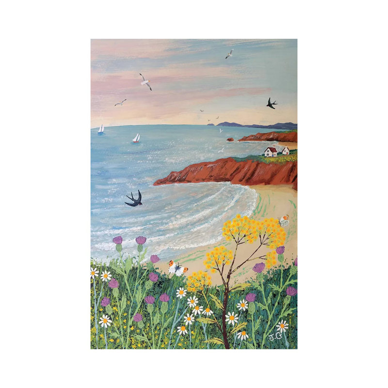 By Red Cliff Bay by Jo Grundy - Wrapped Canvas Painting, 66.04 cm H x 45.72 cm W x 3.175 cm D