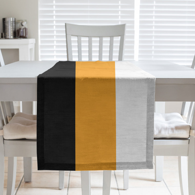 Miami Basketball Table Runner, 90" L x 16" W, Black/Yellow/White, Cotton blend